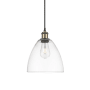 Innovations Lighting Bristol 9" Wide Mini Pendant Black Antique Brass / Clear