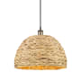 Innovations Lighting Woven Rattan 16" Wide Pendant with Shade Black Antique Brass / Natural