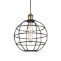 Innovations Lighting Lake Placid 10" Wide Cage Pendant with Shade Brushed Brass / Matte Black