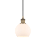 Innovations Lighting Athens 6" Wide Mini Pendant with Shade Brushed Brass / Matte White