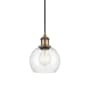 Innovations Lighting Athens 6" Wide Mini Pendant with Shade Brushed Brass / Clear