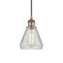 Innovations Lighting Conesus 6" Wide Mini Pendant Clear Crackle / Brushed Brass