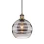 Innovations Lighting Rochester 8" Wide Mini Pendant with Shade Brushed Brass / Light Smoke