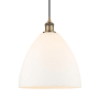 Innovations Lighting Bristol Glass 12" Wide pendant with Shade Brushed Brass / Matte White