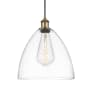 Innovations Lighting Bristol Glass 12" Wide pendant with Shade Brushed Brass / Clear