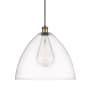Innovations Lighting Bristol Glass 16" Wide pendant with Shade Brushed Brass / Clear