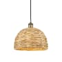 Innovations Lighting Woven Rattan 12" Wide Pendant with Shade Brushed Brass / Natural