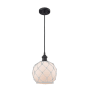 Innovations Lighting Farmhouse Rope 8" Wide Mini Pendant - Cord Suspension Matte Black / White Glass with White Rope