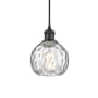 Innovations Lighting Athens 6" Wide Mini Pendant Matte Black / Clear Water Glass