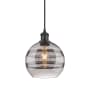 Innovations Lighting Rochester 8" Wide Mini Pendant with Shade Matte Black / Light Smoke