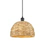 Innovations Lighting Woven Rattan 12" Wide Pendant with Shade Matte Black / Natural