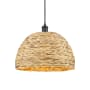 Innovations Lighting Woven Rattan 16" Wide Pendant with Shade Matte Black / Natural