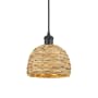 Innovations Lighting Woven Rattan 8" Wide Mini Pendant with Shade Matte Black / Natural