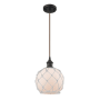 Innovations Lighting Farmhouse Rope 8" Wide Mini Pendant - Cord Suspension Oil Rubbed Bronze / White Glass with White Rope