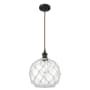 Innovations Lighting Large Farmhouse Rope 10" Wide Mini Pendant - Cord Suspension Oil Rubbed Bronze / Clear Glass with White Rope