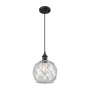 Innovations Lighting Farmhouse Rope 8" Wide Mini Pendant - Cord Suspension Oil Rubbed Bronze / Clear Glass with White Rope