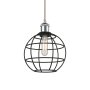 Innovations Lighting Lake Placid 8" Wide Cage Mini Pendant with Shade Polished Chrome / Matte Black
