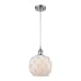 Innovations Lighting Farmhouse Rope 8" Wide Mini Pendant - Cord Suspension Polished Chrome / White Glass with White Rope