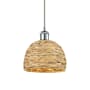 Innovations Lighting Woven Rattan 8" Wide Mini Pendant with Shade Polished Chrome / Natural