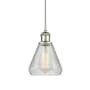 Innovations Lighting Conesus 6" Wide Mini Pendant Clear Crackle / Polished Nickel