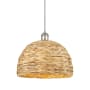 Innovations Lighting Woven Rattan 12" Wide Pendant with Shade Polished Nickel / Natural