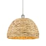 Innovations Lighting Woven Rattan 16" Wide Pendant with Shade Polished Nickel / Natural