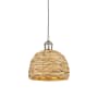 Innovations Lighting Woven Rattan 8" Wide Mini Pendant with Shade Polished Nickel / Natural