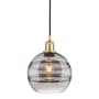 Innovations Lighting Rochester 8" Wide Mini Pendant with Shade Satin Gold / Light Smoke