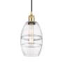 Innovations Lighting Vaz 6" Wide Mini Pendant with Shade Satin Gold / Clear
