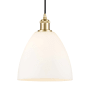 Innovations Lighting Bristol Glass 9" Wide Mini Pendant with Shade Satin Gold / Matte White