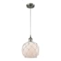 Innovations Lighting Farmhouse Rope 8" Wide Mini Pendant - Cord Suspension Brushed Satin Nickel / White Glass with White Rope