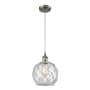 Innovations Lighting Farmhouse Rope 8" Wide Mini Pendant - Cord Suspension Brushed Satin Nickel / Clear Glass with White Rope