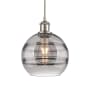 Innovations Lighting Rochester 8" Wide Mini Pendant with Shade Brushed Satin Nickel / Light Smoke