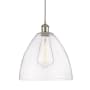 Innovations Lighting Bristol Glass 12" Wide pendant with Shade Brushed Satin Nickel / Clear