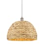 Innovations Lighting Woven Rattan 16" Wide Pendant with Shade Satin Nickel / Natural