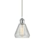 Innovations Lighting Conesus 6" Wide Mini Pendant Clear Crackle / White and Polished Chrome