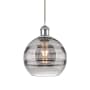 Innovations Lighting Rochester 8" Wide Mini Pendant with Shade White Polished Chrome / Light Smoke
