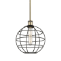 Innovations Lighting Lake Placid 10" Wide Cage Pendant Antique Brass / Matte Black