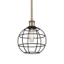 Innovations Lighting Lake Placid 8" Wide Cage Mini Pendant Antique Brass / Matte Black