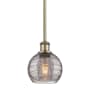Innovations Lighting Athens Deco Swirl 6" Wide Mini Pendant Antique Brass / Light Smoke Deco Swirl