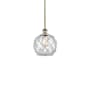 Innovations Lighting Farmhouse Rope 8" Wide Mini Pendant Antique Brass / Clear Glass with White Rope