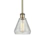 Innovations Lighting Conesus 6" Wide Mini Pendant Clear Crackle / Antique Brass