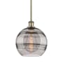 Innovations Lighting Rochester 10" Wide Mini Pendant Antique Brass / Light Smoke