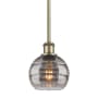 Innovations Lighting Rochester 6" Wide Mini Pendant Antique Brass / Light Smoke