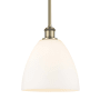 Innovations Lighting Bristol Glass 9" Wide Mini Pendant Antique Brass / Matte White