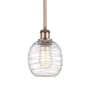 Innovations Lighting Belfast 6" Wide Mini Pendant Deco Swirl / Antique Copper