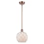 Innovations Lighting Farmhouse Rope 8" Wide Mini Pendant Antique Copper / White Glass with White Rope