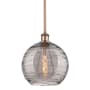 Innovations Lighting Athens Deco Swirl 10" Wide Mini Pendant Antique Copper / Light Smoke Deco Swirl