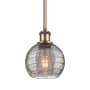 Innovations Lighting Athens Deco Swirl 6" Wide Mini Pendant Antique Copper / Light Smoke Deco Swirl