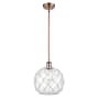 Innovations Lighting Large Farmhouse Rope 10" Wide Mini Pendant Antique Copper / Clear Glass with White Rope